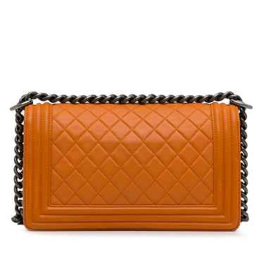 Orange Chanel Medium Lambskin Boy Flap Crossbody Bag - Designer Revival