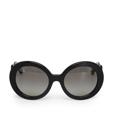 Black Prada Baroque Round Sunglasses - Designer Revival
