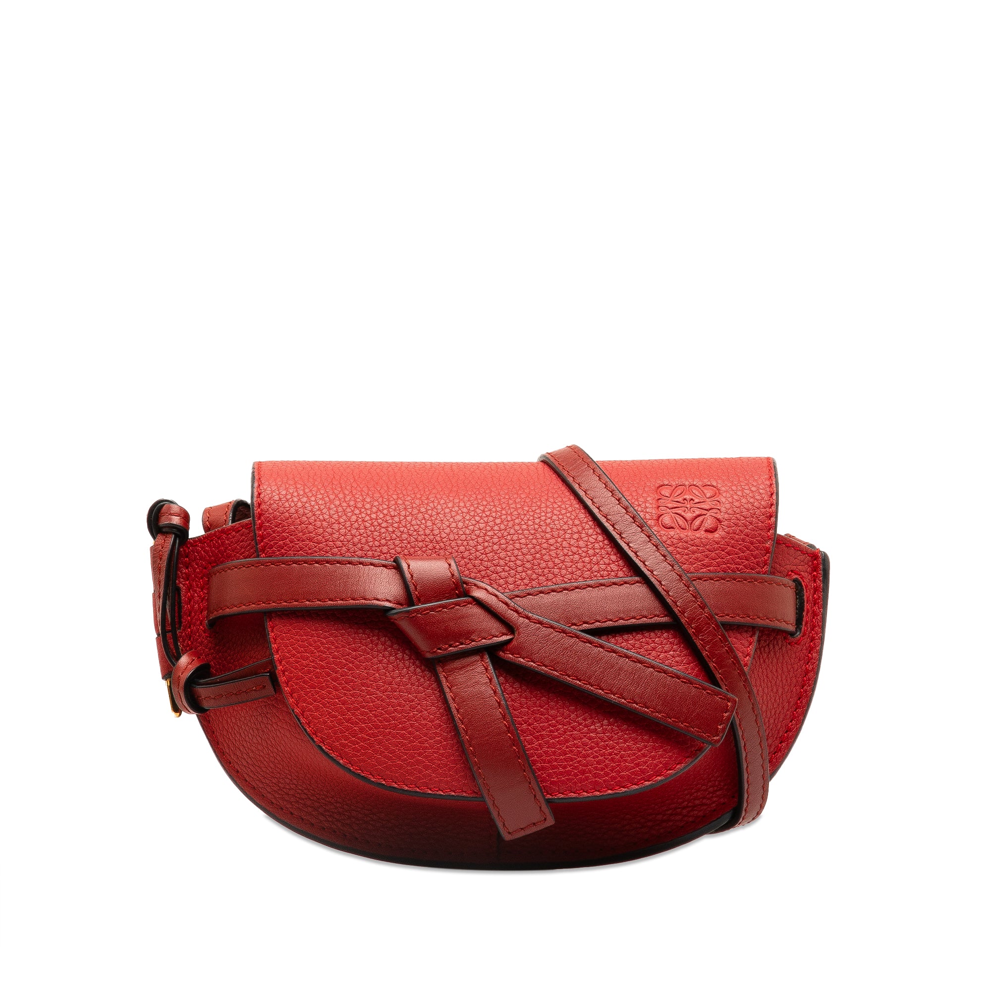 Red LOEWE Leather Mini Gate Crossbody - Designer Revival