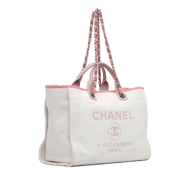 White Chanel Canvas Deauville Satchel - Designer Revival