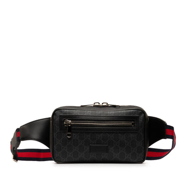 Black Gucci GG Supreme Web Belt Bag - Designer Revival
