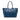 Blue Prada Vitello Daino Front Pocket Open Convertible Tote Satchel