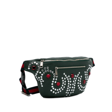 Green Gucci Crystal Embellished Web Belt Bag