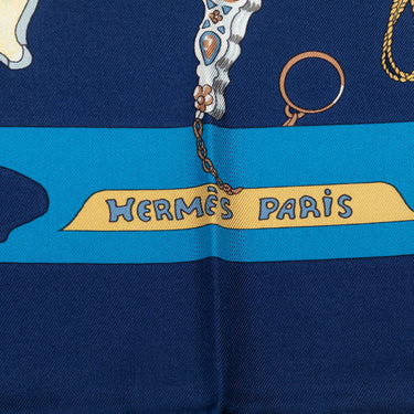 Blue Hermes Carnets de Bal Silk Scarf Scarves