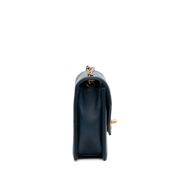 Blue Chanel Small Reversed Chevron Lambskin Flap Crossbody Bag - Designer Revival