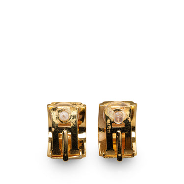 Gold Hermès Enamel Clip On Earrings