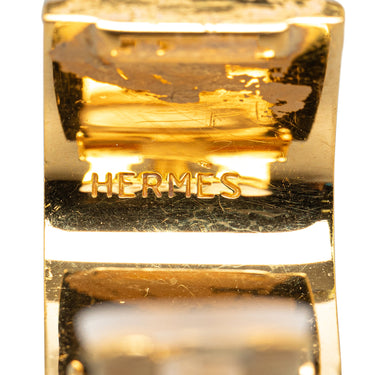 Gold Hermès Enamel Clip On Earrings - Designer Revival