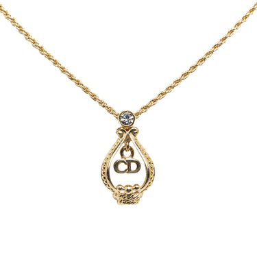 Gold Dior Logo Charm Pendant Necklace - Designer Revival