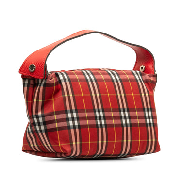 Red Burberry House Check Baguette Pouch - Designer Revival