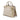 White Burberry Medium Bicolor Leather and House Check Canvas Banner Satchel