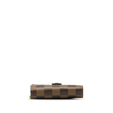Brown Louis Vuitton Damier Ebene Compact Zip Wallet - Designer Revival