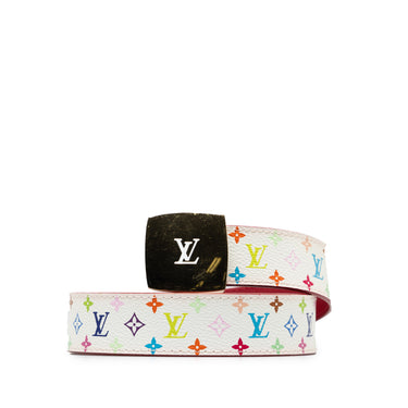 White Louis Vuitton Monogram Multicolore LV Cut Reversible Belt