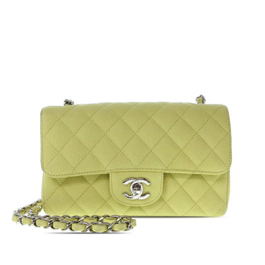 Yellow Chanel Mini Classic Caviar Rectangular Single Flap Crossbody Bag - Designer Revival