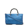 Blue Gucci Medium Bamboo Shopper Satchel - Designer Revival