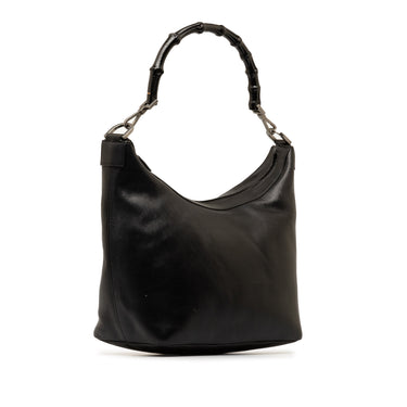 Black Gucci Bamboo Leather Shoulder Bag - Designer Revival