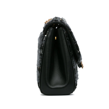 Gray Dolce&Gabbana Tweed Chain Devotion Shoulder Bag