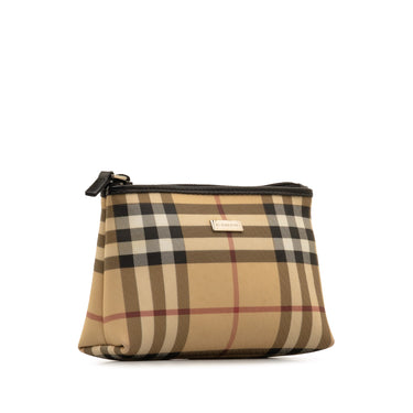 Brown Burberry House Check Canvas Pouch