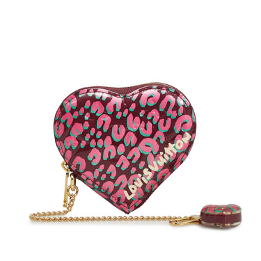 Red Louis Vuitton x Stephen Sprouse Leopard Heart Coin Pouch - Designer Revival