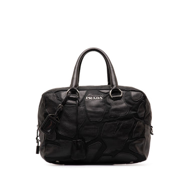 Black Prada Patches Tessuto and Saffiano Handle Bag