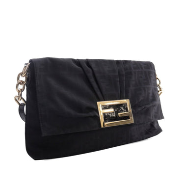 Black Fendi Zucca Mia Flap Crossbody Bag