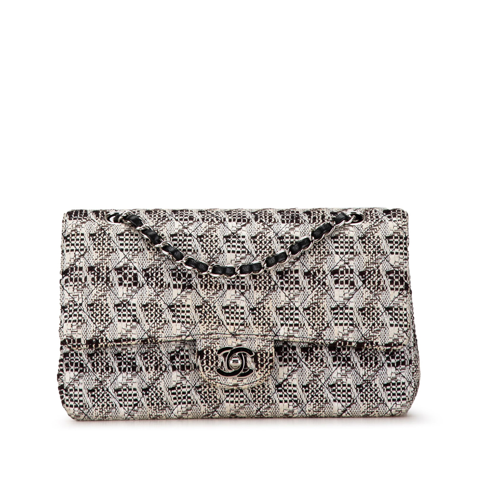 Chanel white tweed bag discount
