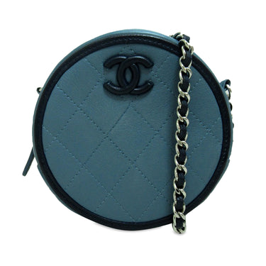 Blue Chanel Lambskin CC Round Chain Crossbody - Designer Revival