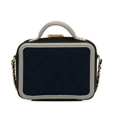 Blue Chanel Small Jersey CC Filigree Vanity Case Satchel - Designer Revival