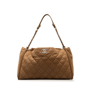 Brown Chanel CC Quilted Lambskin Tote