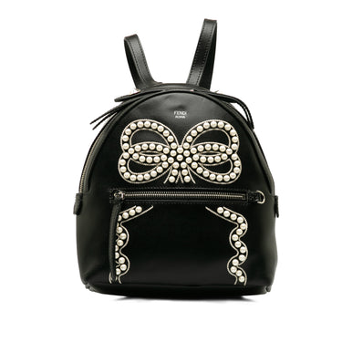 Black Fendi Mini By The Way Ribbon Pearl Backpack