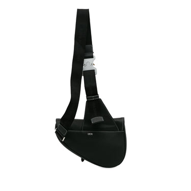 Black Dior Grained Leather Saddle Crossbody - Designer Revival