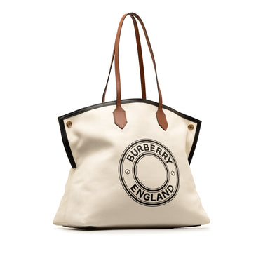 Brown Burberry Canvas Society Tote - Designer Revival