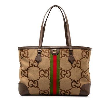 Brown Gucci Jumbo GG Canvas Ophidia Tote - Designer Revival