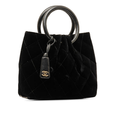 Black Chanel Velvet Ring Handle Bag - Designer Revival