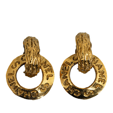 Gold Chanel Double Hoop Clip On Earrings - Designer Revival