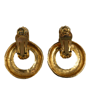 Gold Chanel Double Hoop Clip On Earrings - Designer Revival