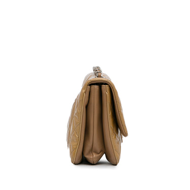 Tan Chanel 3 Accordion Flap Crossbody Bag - Designer Revival