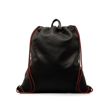 Black Gucci Logo Drawstring Backpack