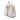 White Gucci Calfskin and GG Canvas Nailhead Tote