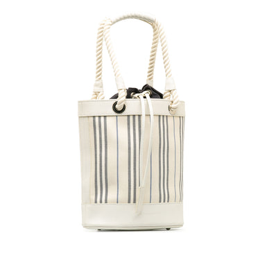 Brown Burberry Stripes Canvas Bucket Bag - Designer Revival