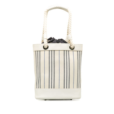 Brown Burberry Stripes Canvas Bucket Bag - Designer Revival