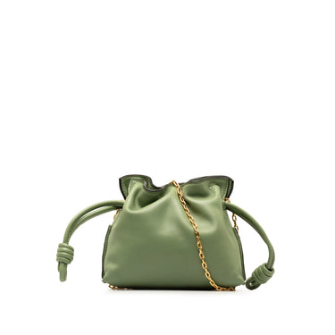 Green LOEWE Nano Flamenco Knot Clutch Crossbody Bag - Designer Revival