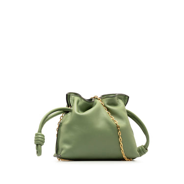 Green LOEWE Nano Flamenco Knot Clutch Crossbody Bag - Designer Revival