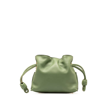 Green LOEWE Nano Flamenco Knot Clutch Crossbody Bag