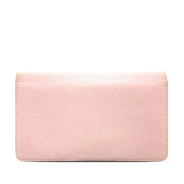 Pink Chanel CC Caviar Leather Long Wallet - Designer Revival