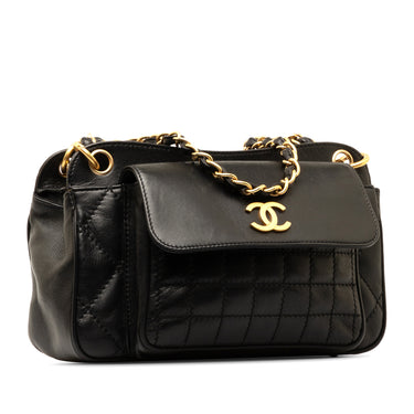 Black Chanel Choco Bar Chain Shoulder Bag - Designer Revival