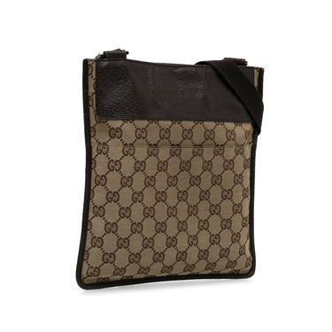 Brown Gucci GG Canvas Flat Messenger Crossbody Bag