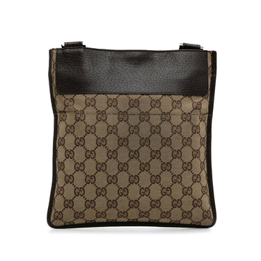 Brown Gucci GG Canvas Flat Messenger Crossbody Bag - Designer Revival