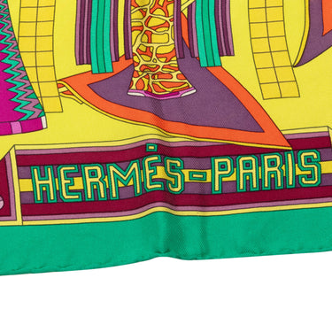 Yellow Hermès Les Trophees Silk Scarf Scarves