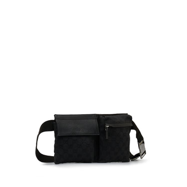 Black Gucci GG Canvas Double Pocket Belt Bag