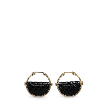 Gold Chanel Resin Quilted Flap Bag Hoop Earrings - Designer Revival